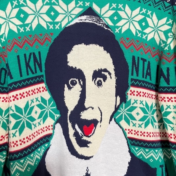 Buddy The Elf Graphic Sweater Green & Blue Size XL - Picture 3 of 6